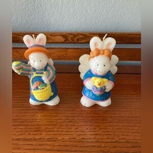 Easter Bunny Candle Vintage boy and girl Rabbits